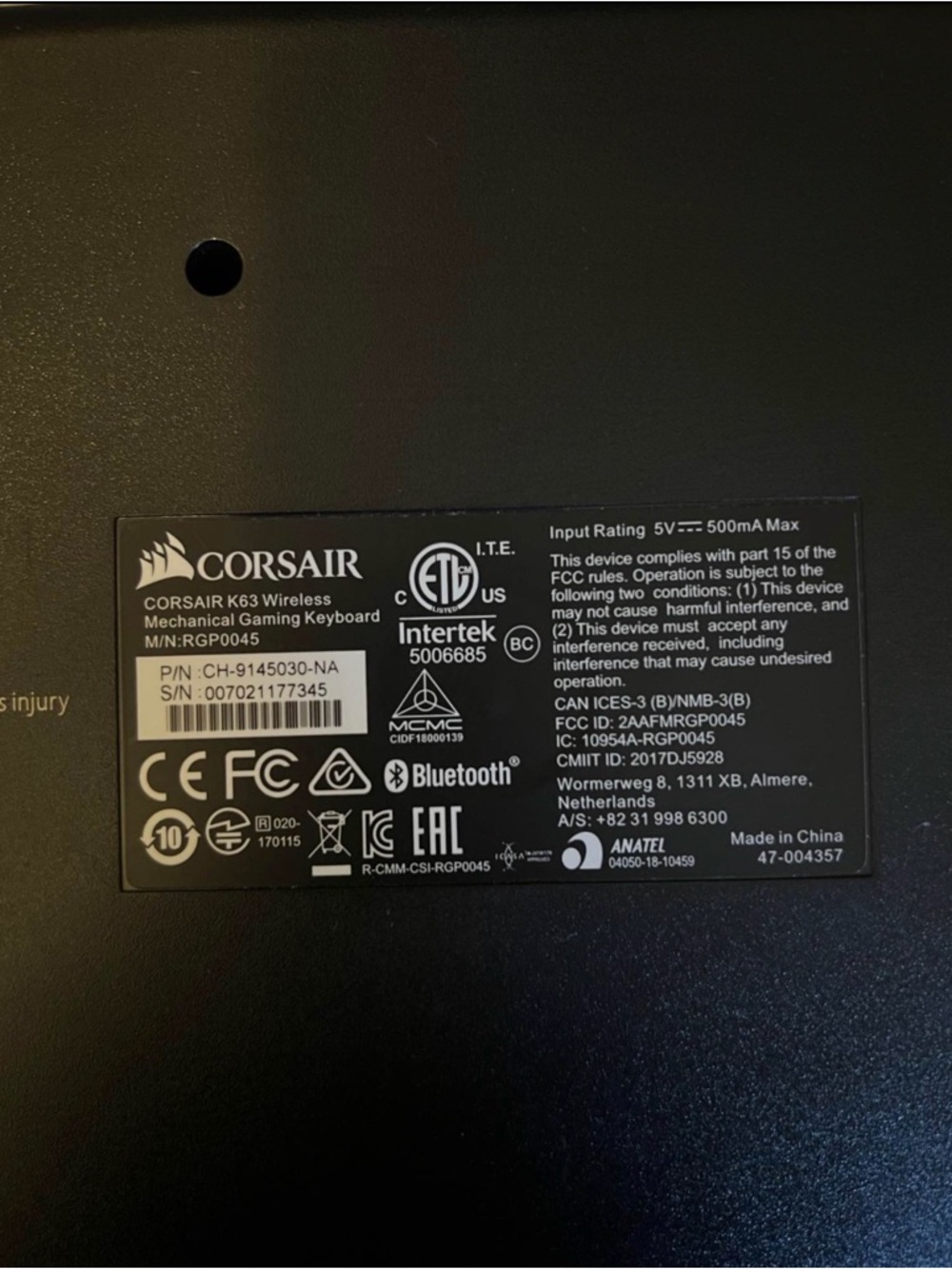 Corsair K63 Wireless Bluetooth Mechanical Gaming Keyboard RGB Compact - Picture 2 of 2